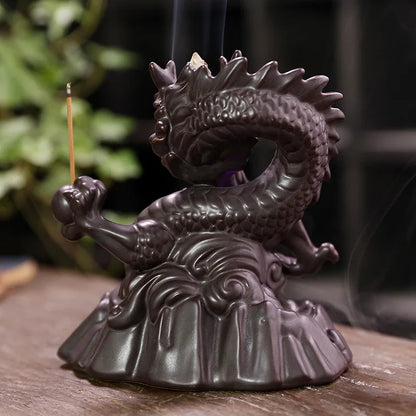 Ceramic Dragon Incense Falls Backflow