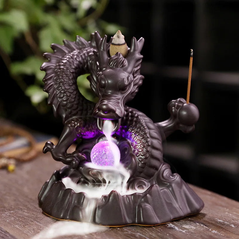 Ceramic Dragon Incense Falls Backflow